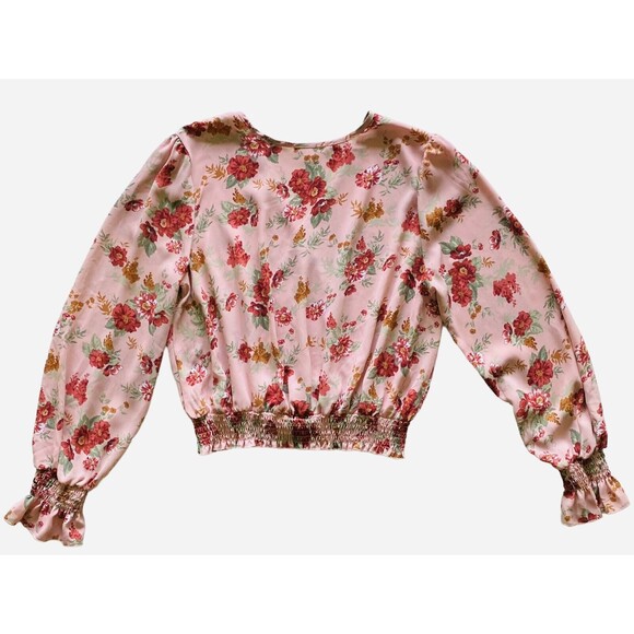 ULTRA FLIRT Women’s Juniors’ Blouse Floral Elastic-Hem Pink Semi Sheer Size XL - Picture 10 of 10